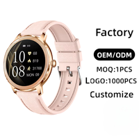 Luxuriöse Damen-Smartwatch Roségold BT-Anruf Elegantes Lederarmband Fabrik Individuelles Logo Private Label OEM ODM 7-Tage-Lieferung