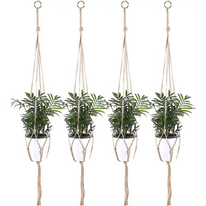 <span class=keywords><strong>Maceta</strong></span> Colgante Tejida a Mano, Color Verde, Bolsa de Red para Macetas, <span class=keywords><strong>Cuerda</strong></span> de Cáñamo, Decoración para Interiores y Exteriores, Juego de 3 Piezas para Bonsáis y Flores - Product Image 2