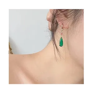 ต่างหูปราสาททองเหลืองหอน16K พร้อมพลอยโกเมนสีเขียวและสีแดงเครื่องประดับต่างหูคอสเพลย์อนิเมะเงินสเตอร์ลิง - Product Image 5
