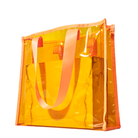Sac de shopping transparent pour femmes, sac à main de plage en PVC transparent, logo personnalisé, sac de shopping givré, sac cadeau en plastique imperméable de grande taille
