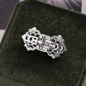 高級アールデコスタイルブローチ925スターリングシルバーブローチフル舗装エメラルドグリーンジルコニアダイヤモンドファインジュエリーブローチ - Product Image 3