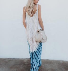 Colección de ropa de mujer rayón Tie dye Maxi vestido - Product Image 3