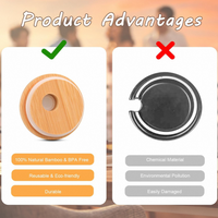 Couvercle en bambou écologique le plus vendu avec trou et anneau en silicone pour des bocaux hermétiques
