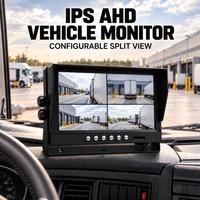 Sistem Tampilan Kamera Kendaraan IPS AHD 7 9 10 Inch Empat Kanal untuk Bus Sekolah, Truk, Van, Dapat Dikonfigurasi Layar Terpisah 12V 24V