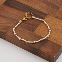 Bracelet en acier inoxydable plaqué or 18 carats PVD Liliflor Fashion, style bohème, imitation perles, résistant à l'eau, pour femmes B262683