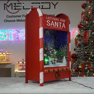 Figurine de Noël avec boîte aux lettres <span class=keywords><strong>du</strong></span> Père Noël LED avec fonction neige et rotation Musique un jouet festif pour la saison des fêtes - Product Image 3