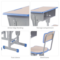Ensemble bureau et chaise d'école réglables, fournitures de classe, mobilier de bureau, table d'étude ergonomique avec tiroir