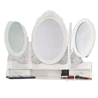 Miroir de toilette pour femmes, coiffeuse en bois, meuble, bureau personnalisé, miroir de maquillage en bois massif pour chambre à coucher, carton moderne
