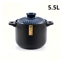 Marmite en céramique bleue Gudao de 5,5 L avec couvercle, résistante au lave-vaisselle et aux hautes températures, compatible flamme nue, ustensiles de cuisson