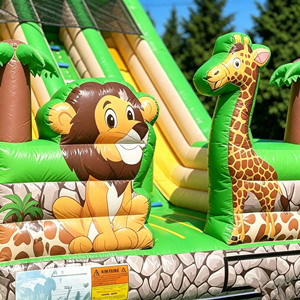 Tobogán Inflable Doble con Diseño de Animales de la Selva, Fácil de Inflar, para Jardín de Niños, Actividades con Animales Salvajes, de PVC - Product Image 4