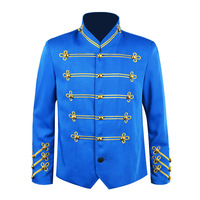Veste de performance de style militaire royal avec broderie dorée pour scène, cosplay et Halloween ODM