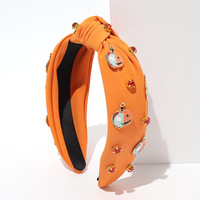 2024 nouveau Halloween Orange citrouille démon strass bandeau méchant Style sombre noeud vacances cheveux accessoires