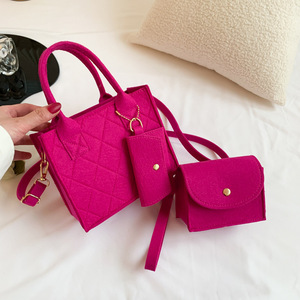 2024 Popular bolso de fieltro para madre, conjunto de tres piezas, bolso de moda para mujer, bolso de hombro informal ligero para mujer - Product Image 4