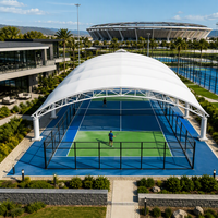 Structure de toit en membrane tendue préfabriquée en PVDF/PTFE, structure en acier tubulaire, toit en tissu pour terrain de tennis et de padel