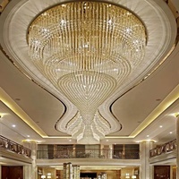 Lustre en cristal doré sur mesure, grand format, encastré, pour salles de réception, villas, clubs, salles de bal, halls d'hôtels.