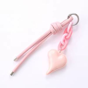 New PU <b>Leather</b> Rope Heart Shaped <b>Keychain</b> Fashionable and Versatile DIY Hand Woven Rope Bag Hanging Accessories for Women - Product Image 4