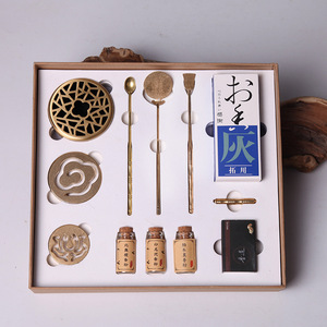 Kit de Iniciación para la Ceremonia del Incienso: Sándalo para Uso Doméstico, Agarwood, Herramientas de Cobre Puro, Quemador de Llama Indirecta, Quemador de Incienso de Cerámica - Product Image 1