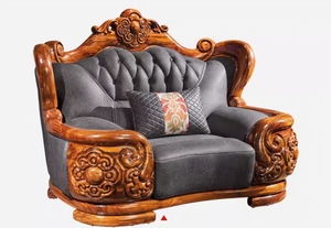 Antique Classical Luxury <b>Sofa</b> Set Strong Solid <b>Wood</b> <b>Frame</b> Full Genuine Leather Sectional Design for Apartment Hotel Use - Product Image 6