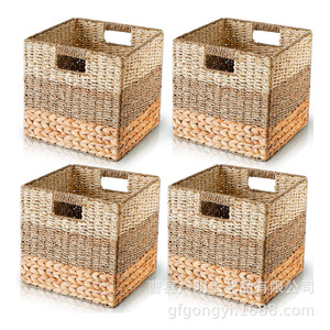 Woven Storage <b>Baskets</b> <b>Square</b> Color Blocking Stackable Clothing Organizer Laundry <b>Basket</b> - Product Image 1