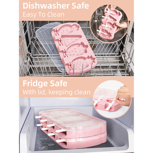 Nhà Bếp 4 Sâu Răng Hình Dạng Trái Cây <span class=keywords><strong>Silicone</strong></span> <span class=keywords><strong>Ice</strong></span> <span class=keywords><strong>Cube</strong></span> Khay Popsicle <span class=keywords><strong>Ice</strong></span> Cream Khuôn Với Gậy Và Nắp - Product Image 6