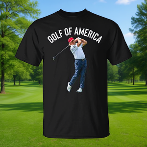 T-shirt nera da uomo Golf Of America a maniche corte, girocollo, stampa digitale, sport e giochi - Product Image 2