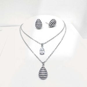 Ensemble de bijoux fantaisie en argent 925 coréen, style géométrique, 2 pièces, vente en gros, pierres naturelles, vintage, zircon, pour femmes. - Product Image 4