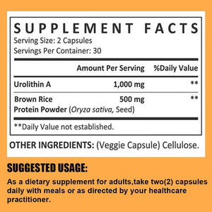 Cápsulas de Urolithin A de Alta Calidad, Proteína de Arroz Integral, Apoya el Rendimiento en el Ejercicio, Resistencia y Fuerza, Cápsulas Veganas - Product Image 2