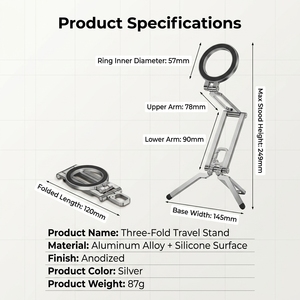 In Stock 2026 New Foldable Magnetic Portable Anti-Shake Phone Stand Factory Direct Aluminum Alloy for Desk &amp; Outdoor Use - Product Image 4
