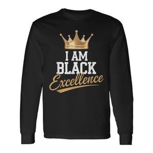 T-shirt à manches longues I Am Black Excellence, Black History Afro Motivation - Product Image 1