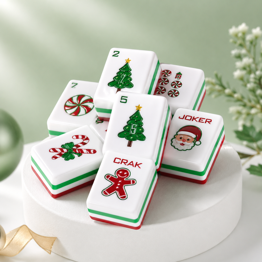 Hee Tree Luxury Christmas Themed 160 American Mahjong Tiles Set Premium 4-Layer ...