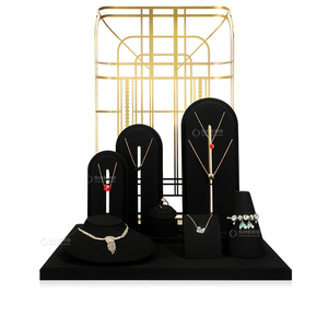 Elegante Expositor de Joyería de Metal, Soporte Personalizado de Microfibra Moderno para Aretes y Collares, Busto Negro para Exhibición de Joyas - Product Image 2