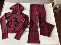 Ensemble Personnalisé Femme Tenue Deux Pièces Basique : Sweat à Capuche et Pantalon Évasé, Veste Zippée et Pantalon Skinny Évasé, Survêtement de Jogging