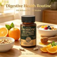 Capsules de probiotiques, prébiotiques, enzymes digestives, bioflavonoïdes d'agrumes, santé intestinale, complément végétarien, OEM