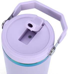 Mug de voyage isotherme en acier inoxydable à double paroi, 30 oz, brillant, avec poignée colorée - Product Image 3