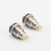 Bouton poussoir 8mm 10MM 12mm sans blocage des contacts normalement fermés Base à 4 broches bouton métallique rouge