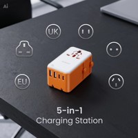 Adaptateur de prise USB-C à faible MOQ, multi-ports, mini, universel, chargeur ultra-fin 65W Gan, adaptateur de voyage avec prise EU, UK, US