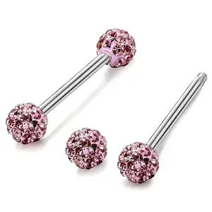 VRIUA Diamond Earrings Body Piercing Jewelry Nail Ear Nails Stainless Steel Tongue Nail