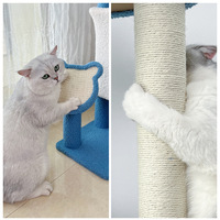 Grand arbre à chat, lit spacieux pour chat, poteaux à gratter en sisal, plateforme multi-niveaux style épuré, 125 cm, compact, spacieux, en velours de chanvre