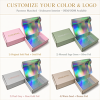 Boîte postale holographique en carton ondulé haut de gamme personnalisée avec doublure irisée et logo en feuille d'or pour l'e-commerce beauté
