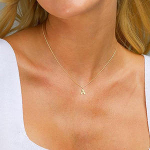 Fashion 18k Gold Plated Stainless Steel Shaped 26 <b>Initial</b> Letter Charm Pendant Necklaces Jewelry - Product Image 2