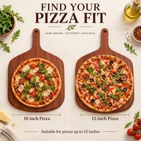 Planche à pizza en bois d'ébène avec long manche, plateau de service en bois pour pizza, pain, fromage et charcuterie