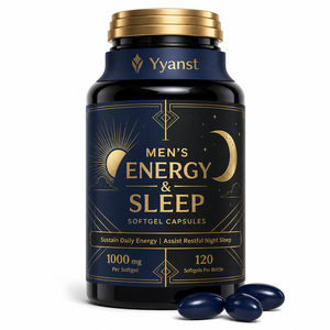 Cápsulas de Gel Suave para Energía y Sueño para Hombres Adultos, 1000mg, Mezcla de Ginseng, Manzanilla y Bálsamo de Limón, 120 Unidades, Marca Privada OEM, a Granel, Día y Noche - Product Image 1