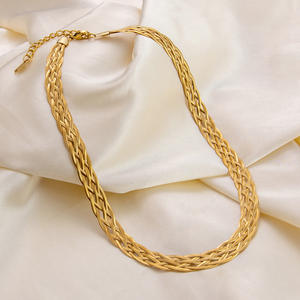 European And American Style 18K Gold Woven Clavicle <b>Chain</b> Light Luxury High End Feel Non Fading <b>Titanium</b> Steel Necklace Gift - Product Image 1