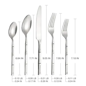 Wholesale 5 Pieces Stainless Steel Silverware Silver Cutlery Set Mirror Polish Flatware Set For Wedding