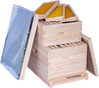 8-Waben-Holz-Bienenstock-Set: Kompletter Bienenstock für Imker im Langstroth-Design mit 1 tiefem und 1 mittlerem Kasten – umweltfreundliche Lebensmittelaufbewahrung