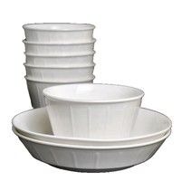 Service de table en céramique noire 16 pièces pour 4 personnes, comprenant assiettes plates, bols à soupe et tasses