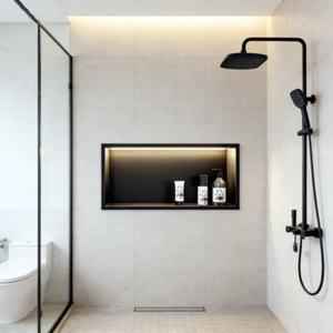 304 Stainless Steel Bathroom <strong>Shower</strong> Niches 1/1.2mm Wall <strong>Nichos</strong> De Ducha Con Luces Luxury Black Niche Shelves with Light OEM/ODM - Product Image 2