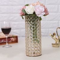 Lustre en cristal 28CM doré, écologique, fait main, pour centres de table de mariage et d'anniversaire, vase de table, rangement pour pilier, décoration de maison et de fête