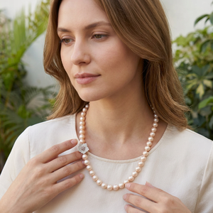 Natural Freshwater Pearl Necklace Set with Rhodolite Garnet <b>Stud</b> <b>Earrings</b> 925 Sterling Silver Fine Jewelry Wholesale Supplier - Product Image 5