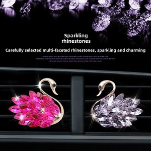 Wholesale Bling Crystal Swan <b>Car</b> Air Vent <b>Clip</b> Rhinestone <b>Car</b> Perfume Air Freshener Luxury <b>Car</b> Interior Decoration for Ladies - Product Image 3